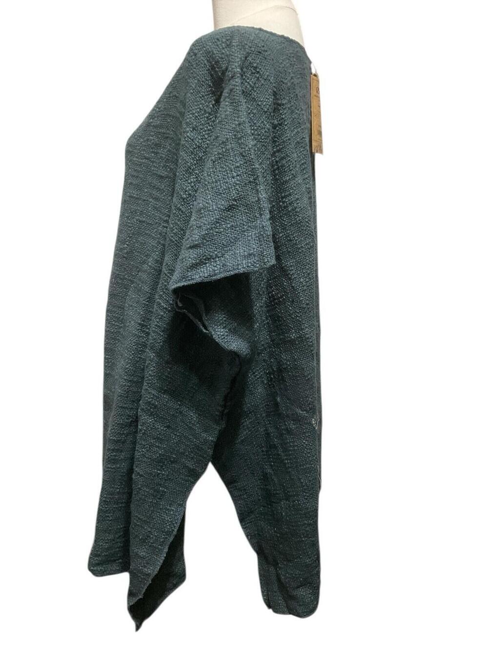 NWT Rhea Woven Jute Kaftan Top Dark Grey OS Boho Oversized Textured Tunic A23 - Picture 3 of 5